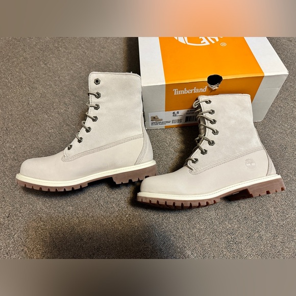 Timberland Women’s Teddy Fleece Fold-Down WP Ankle Boot #TB08331R Natural/ Grey - Picture 5 of 12